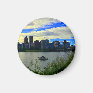 Portland, Oregon Skyline #1 Round Magnet