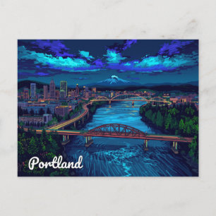 Portland Oregon Skyline Mount Hood Postkarte