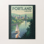 Portland Oregon Skyline Reisen Vintag<br><div class="desc">Portland Retrovektor Reise Design. Mit atemberaubender Aussicht auf den Monte Hood,  unzähligen Parks und einzigartigen Vierteln ist es ein Top-Ziel für Öko-bewusste Reisende und Stadtforscher gleichermaßen.</div>