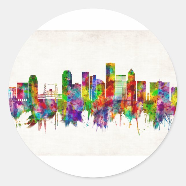 Portland Oregon Skyline Runder Aufkleber (Vorderseite)