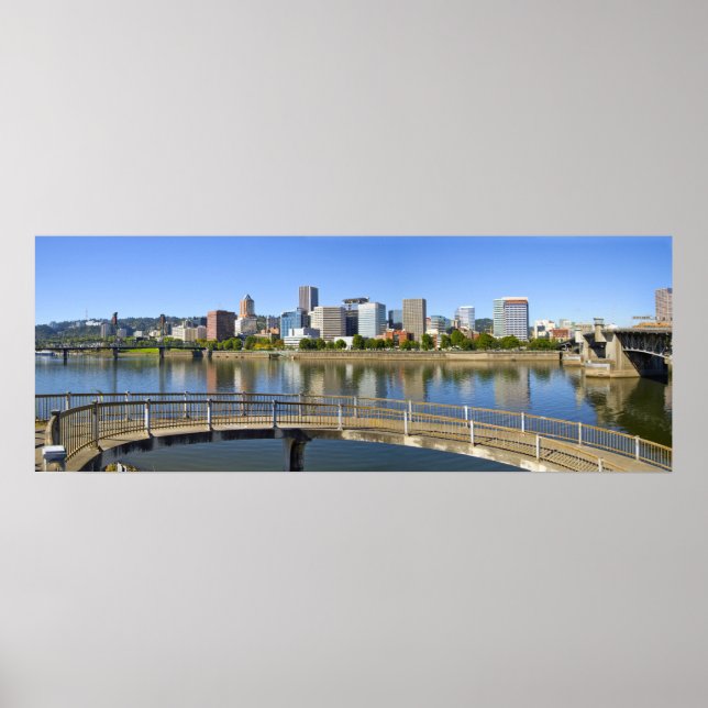 Portland Oregon Skyline Water Reflection Poster (Vorne)