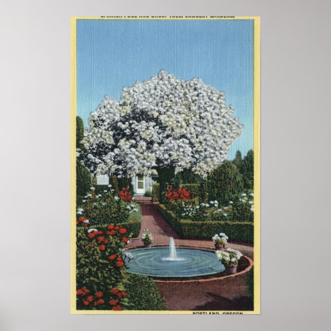Portland, Oregon - Spanischer Pool und Ghost Tree Poster (Vorne)