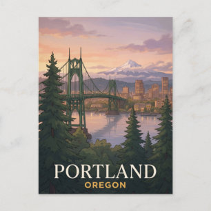 Portland Oregon St. Johns Bridge Reise Postkarte
