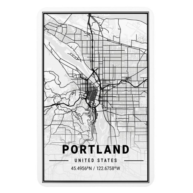 Portland Oregon USA Travel City Map Magnet (Vertikal)