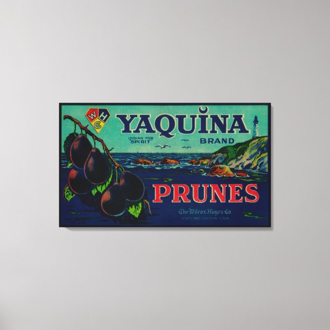 Portland, OregonYaquina Prune-Label Leinwanddruck (Vorderseite)