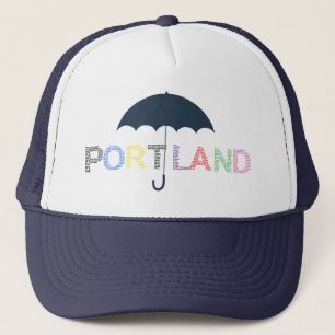 Portland Rain Weather Navy Baseball Cap Hat Truckerkappe