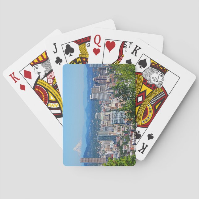 Portland-Skyline-Berg-Hauben-Spielkarten Spielkarten (Rückseite)