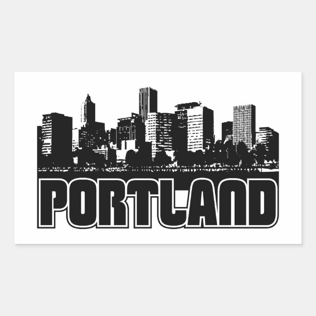Portland Skyline Rechteckiger Aufkleber (Vorderseite)