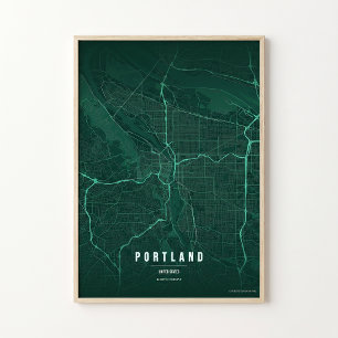 Portland Smaragdkarte Druck Oregon Wandkunst Poste Poster