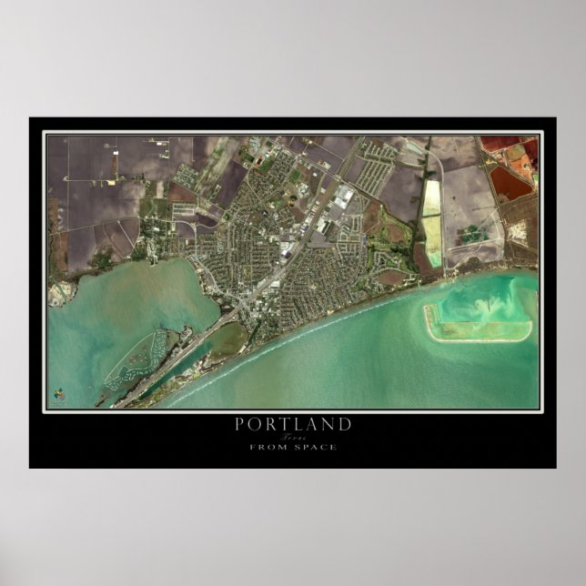 Portland Texas Satellite Poster Karte (Vorne)