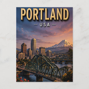 Portland Ufer und Stadtbrücken Postkarte