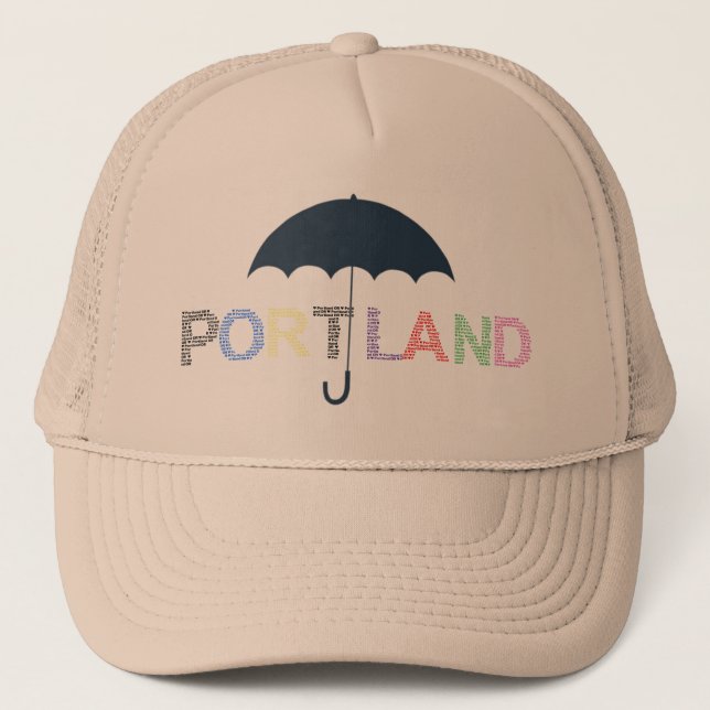 Portland Umbrella Baseball Cap Trucker Hat Truckerkappe (Vorderseite)
