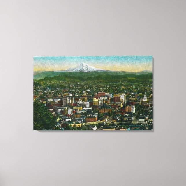 Portland und der Berg Hood in der Ferne Leinwanddruck (Vorderseite)