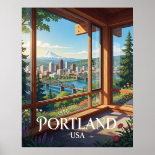 Portland USA Pacific Northwest Reise Poster