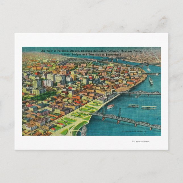 Portland von Air zeigt Brücken und Postkarte (Vorderseite)