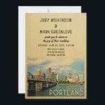Portland Wedding Invitation Oregon Einladung<br><div class="desc">Vintage Portland Wedding Einladungen mit Blick auf die Skyline der Stadt. Dieses coole Retro-Design aus der Mitte des Jahrhunderts ist der perfekte Weg,  um Gäste in Ihre Portland Oregon Hochzeit in Urlaubsort zu bringen.</div>