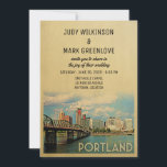 Portland Wedding Invitation Oregon Einladung<br><div class="desc">Vintage Portland Wedding Einladungen mit Blick auf die Skyline der Stadt. Dieses coole Retro-Design aus der Mitte des Jahrhunderts ist der perfekte Weg,  um Gäste in Ihre Portland Oregon Hochzeit in Urlaubsort zu bringen.</div>