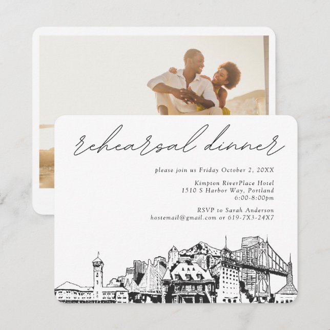 Portland Wedding Probe Einladungskarte (Vorne/Hinten)
