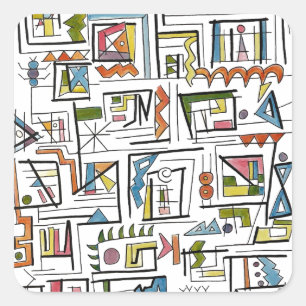 Portland-Whimsical abstrakt geometrische Wasserfar Quadratischer Aufkleber