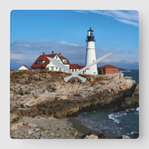 Portlandhauptleuchtturm, Maine Quadratische Wanduhr