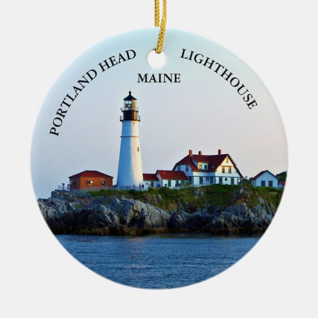 Portlandhauptleuchtturm, Maine-Verzierung Keramik Ornament (Vorne)