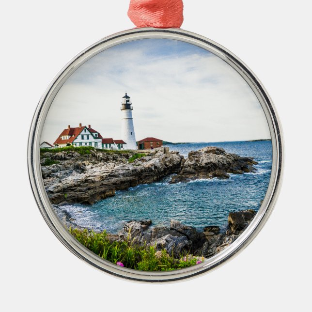 Portlandhauptleuchtturm Ornament Aus Metall (Vorne)