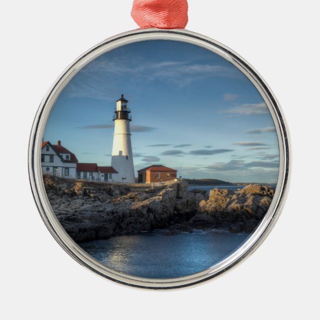 Portlandhauptleuchtturm Ornament Aus Metall (Vorne)