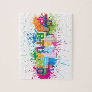 Portlandskyline-Farben-Spritzer-Illustration