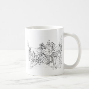 Portmeirion Nordwales Feder-und-Tinte-Skizze Kaffeetasse