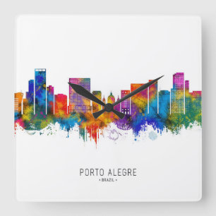 Porto Alegre Brazil Skyline Quadratische Wanduhr