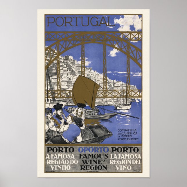 Porto Berühmtes Weingebiet Portugal Vintage Poster (Vorne)