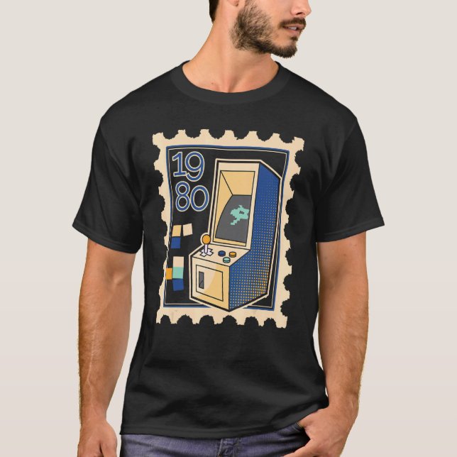 Porto-Briefmarke mit Computerspielautomat 1980 T-Shirt (Vorderseite)