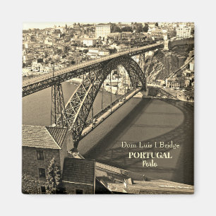 Porto-Brücke über den Douro-Fluss, Portugal, Sepia Magnet