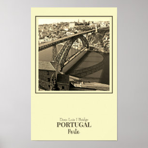 Porto-Brücke über den Douro-Fluss, Portugal, Sepia Poster