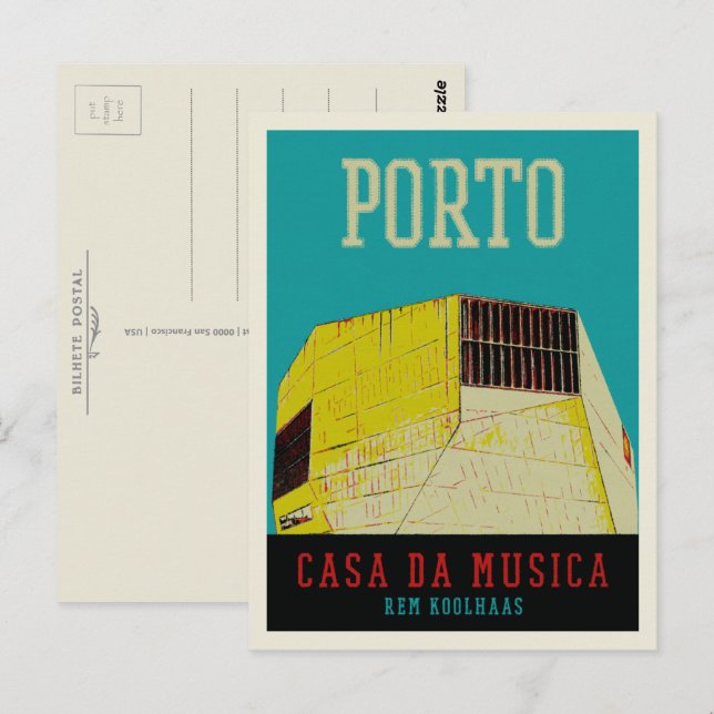 Porto Casa da Musica Illustration Portugal Postkarte (Vorne/Hinten)