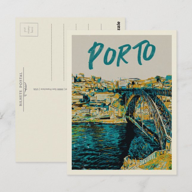 Porto Douro Flussbrücke - Portugal Postkarte (Vorne/Hinten)