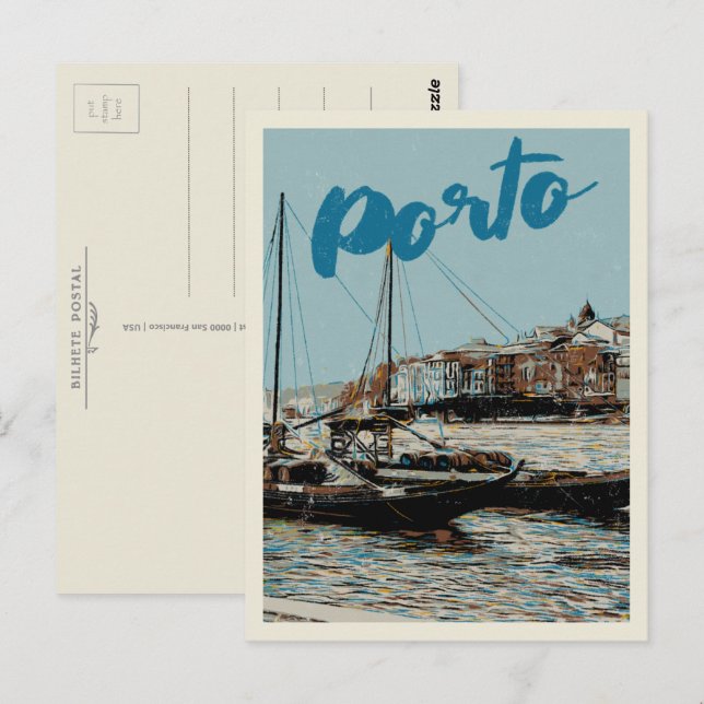 Porto Douro Flussdarstellung Portugal Postkarte (Vorne/Hinten)