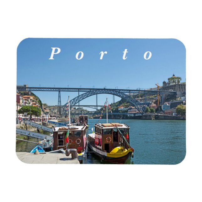 Porto. Douro River und Dom Luis I Bridge. Magnet (Horizontal)