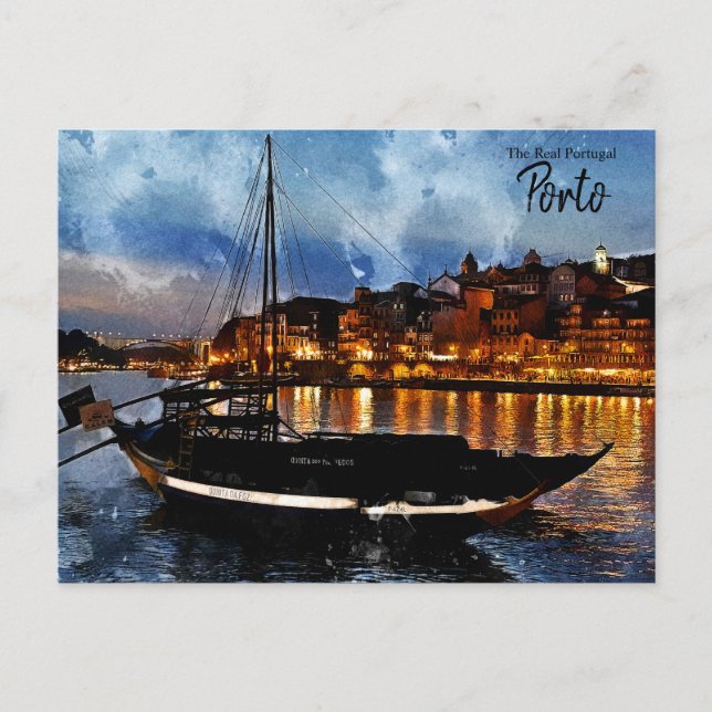Porto nach Nachtpostkarte Postkarte (Vorderseite)