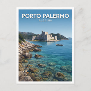 Porto Palermo Burg und Bucht Himarë Albanien Reise Postkarte
