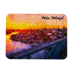 Porto Portugal Aquarell-Panoramaansicht Magnet