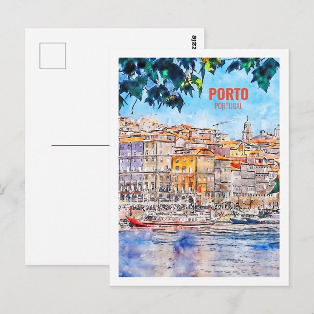 Porto Portugal Der berühmte Badeort Postkarte (Vorne/Hinten)