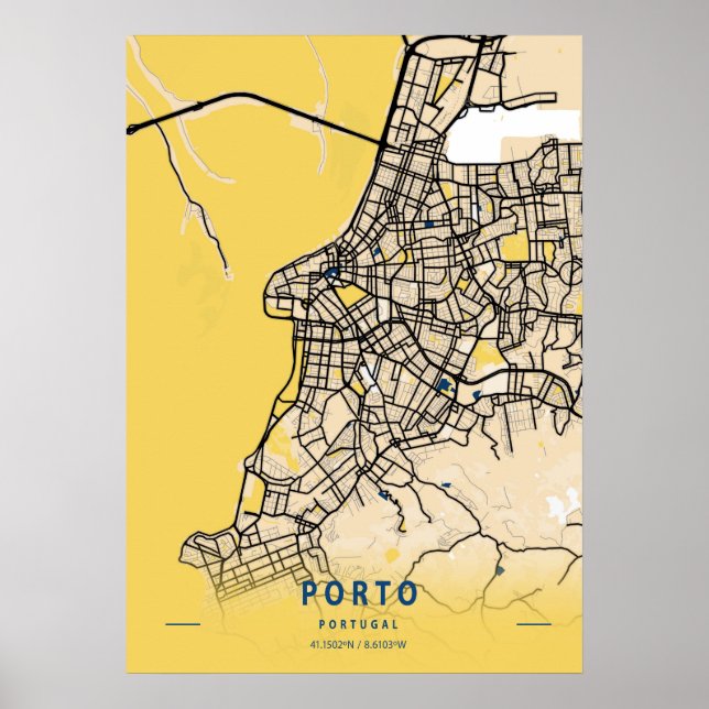 Porto - Portugal Gelbe Karte Poster (Vorne)