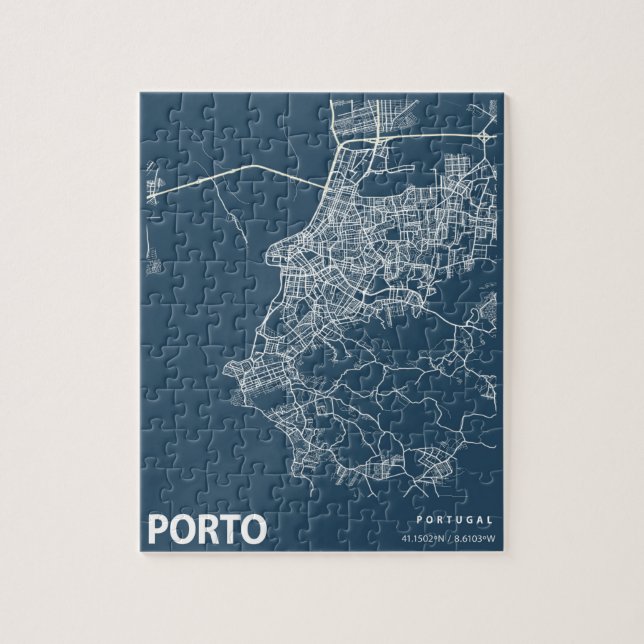 Porto Portugal Minimalistische Stadtplan Strecke A (Vertikal)