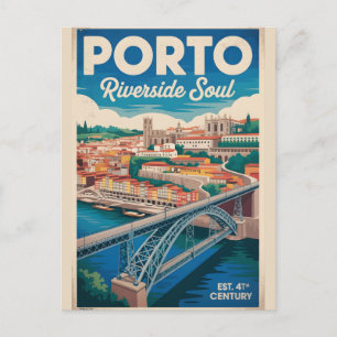 Porto Portugal Retro-Silhouette Stadtansicht Reise Postkarte