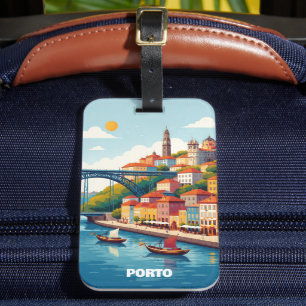 Porto Portugal Vintage Reise Kunst Gepäckanhänger