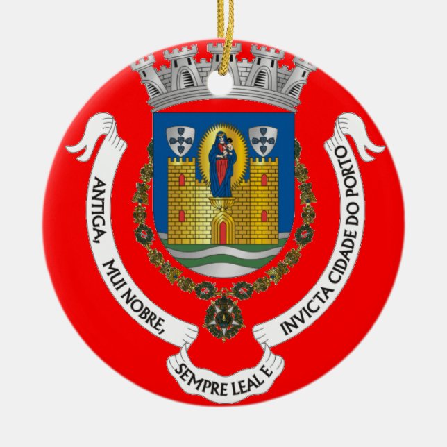 Porto* Portugal Weihnachtsbaum Keramik Ornament (Vorne)