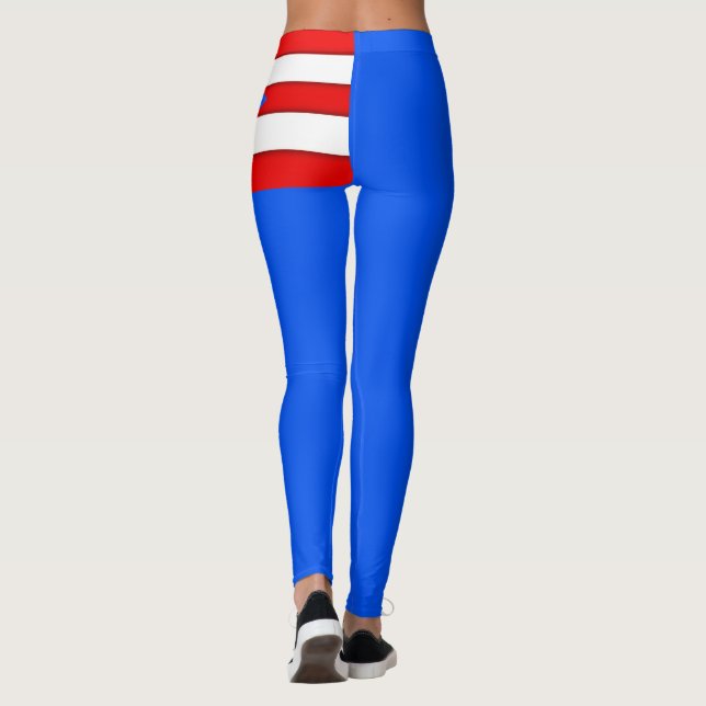 Porto Rico Drapeau Leggings Rouge Blanc Bleu (Dos)