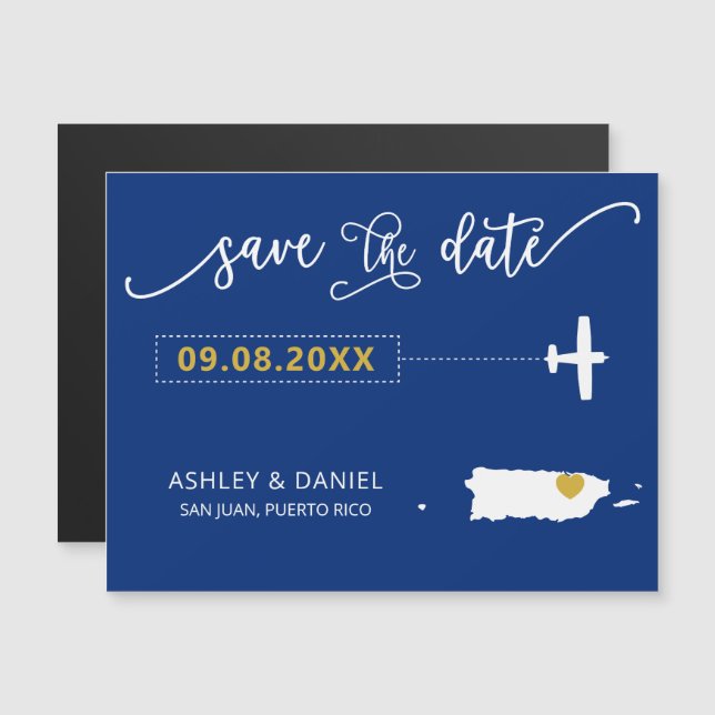Porto Rico Mariage Enregistrer la carte de date, c (Devant / Derrière)