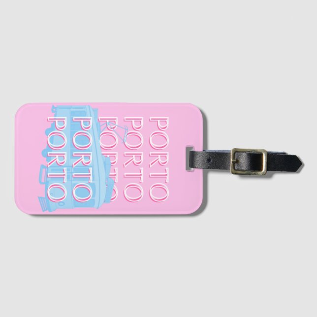 Porto Travel Art, Portugal Art, Pink, Preppy Art Gepäckanhänger (Vorderseite (Horizontal))